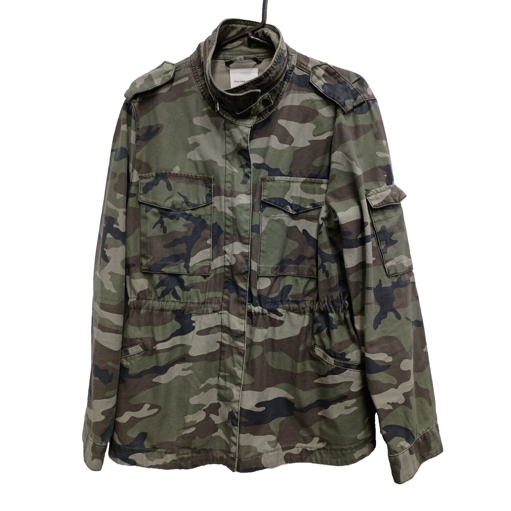 Thread & Supply Womens Utility Jacket Large Green Camo Military Army Casual